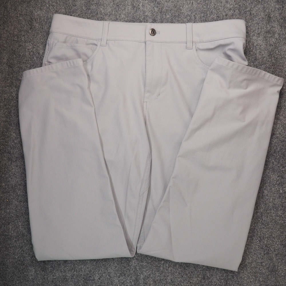 johnnie-O Pants Mens 34 PREP-FORMANCE Gray Solid Golf Chino Athleisure Technical